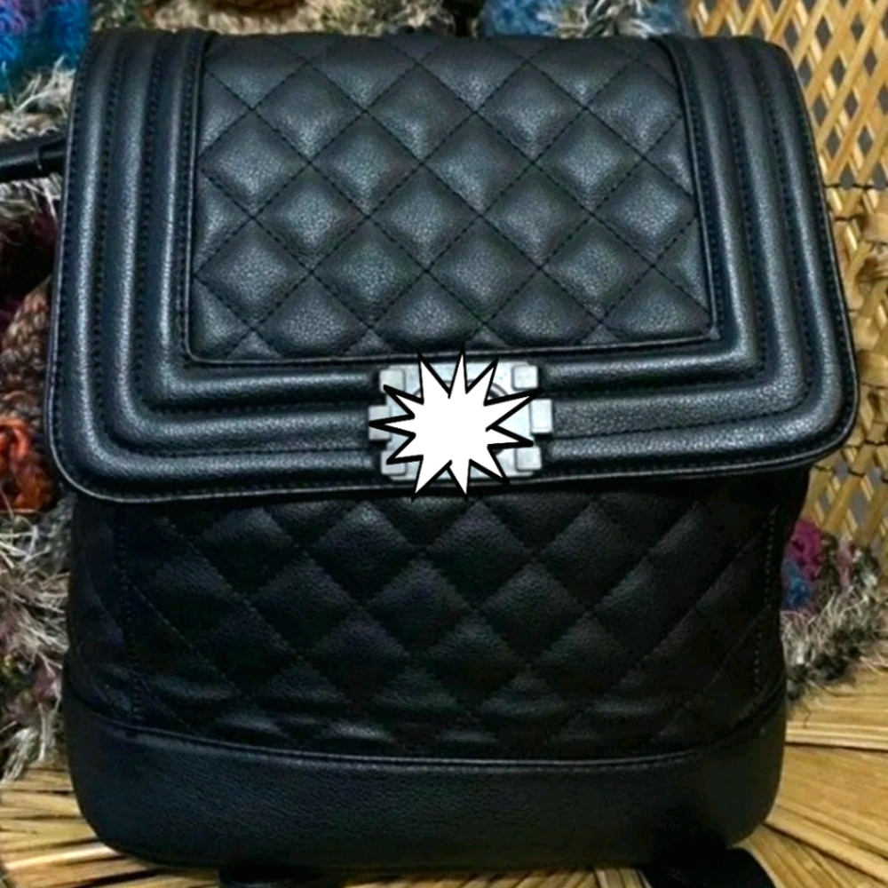 Black Quilted Backpack Purse